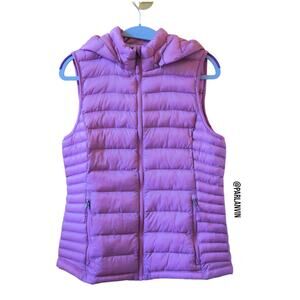 32 Degrees Heat Thermal Lightweight Puffer Vest Detachable Hood Pink Size XS